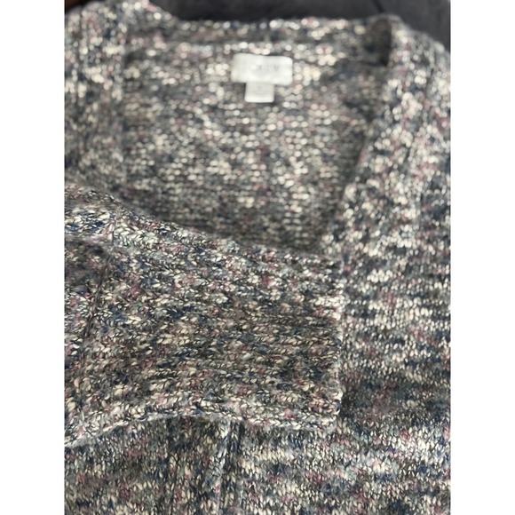 J.Crew Space Dye Cardigan Sweater Blue Purple Marled Knit V-Neck Womens Large - Picture 8 of 10